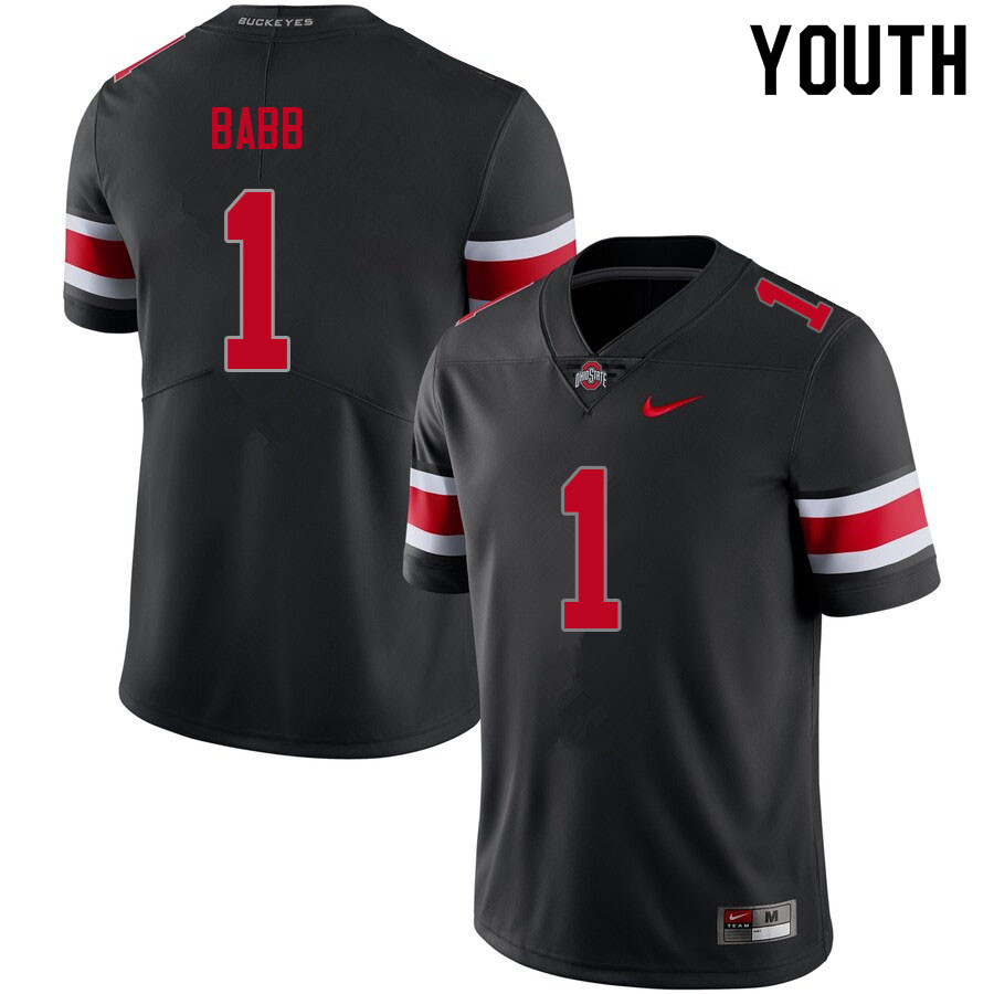 Youth Ohio State Buckeyes #1 Kamryn Babb Blackout Authentic College Stitched Football Jersey 23OF045TF